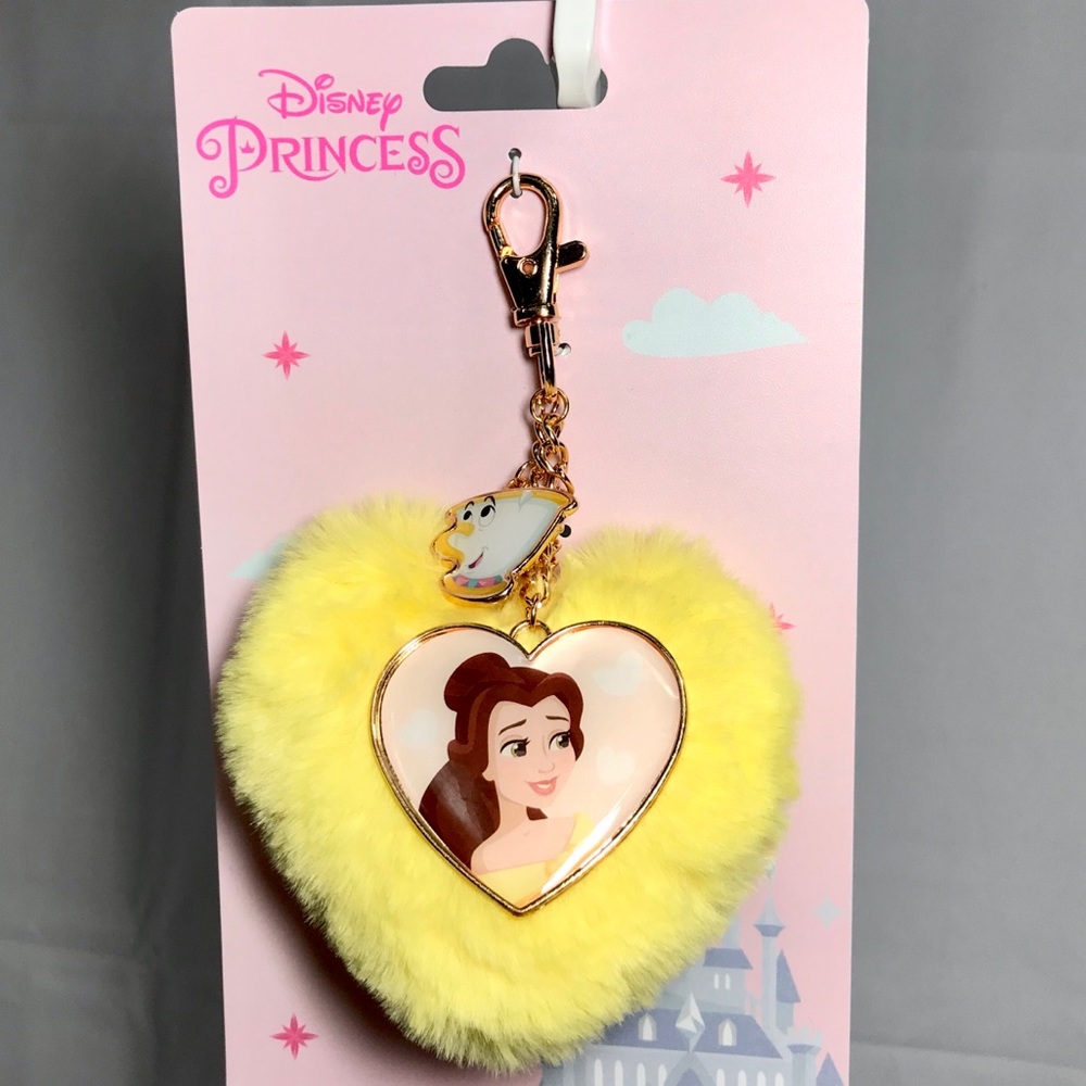 London Disney Store Belle Fluffy Heart Bag Charm - Picture 3 of 7